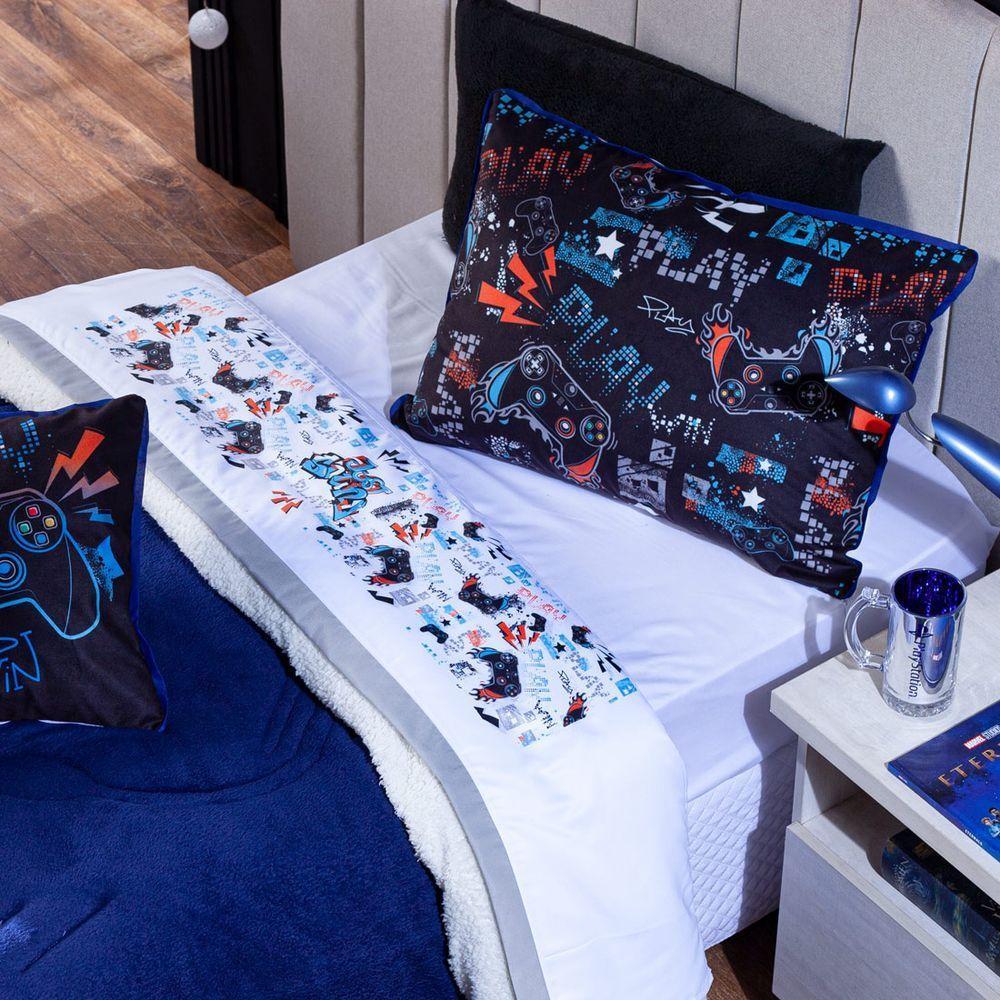Jogo De Cama Game Win Branco Solteiro 3 Pçs Micr 180Fios - 2