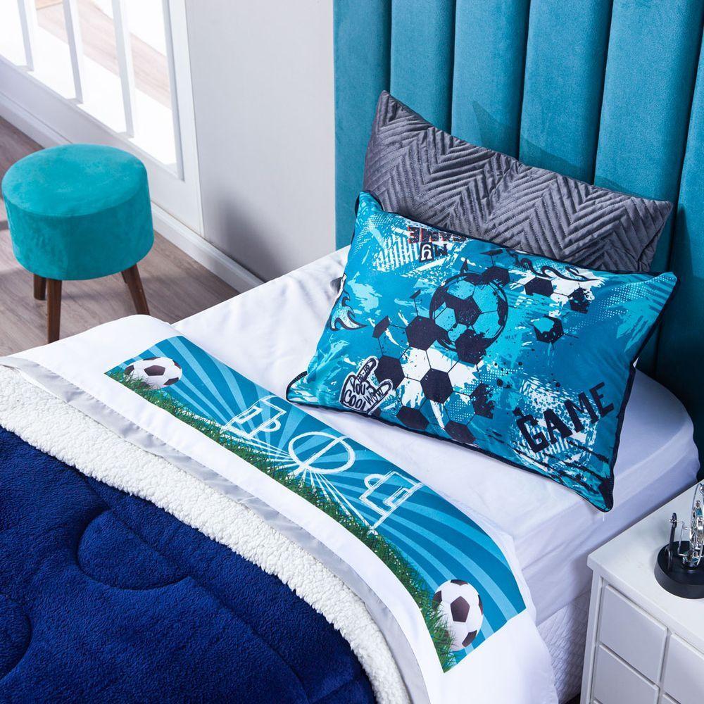 Jogo De Cama Futebol Branco Solt 3 Pçs Micr 180Fios - 2