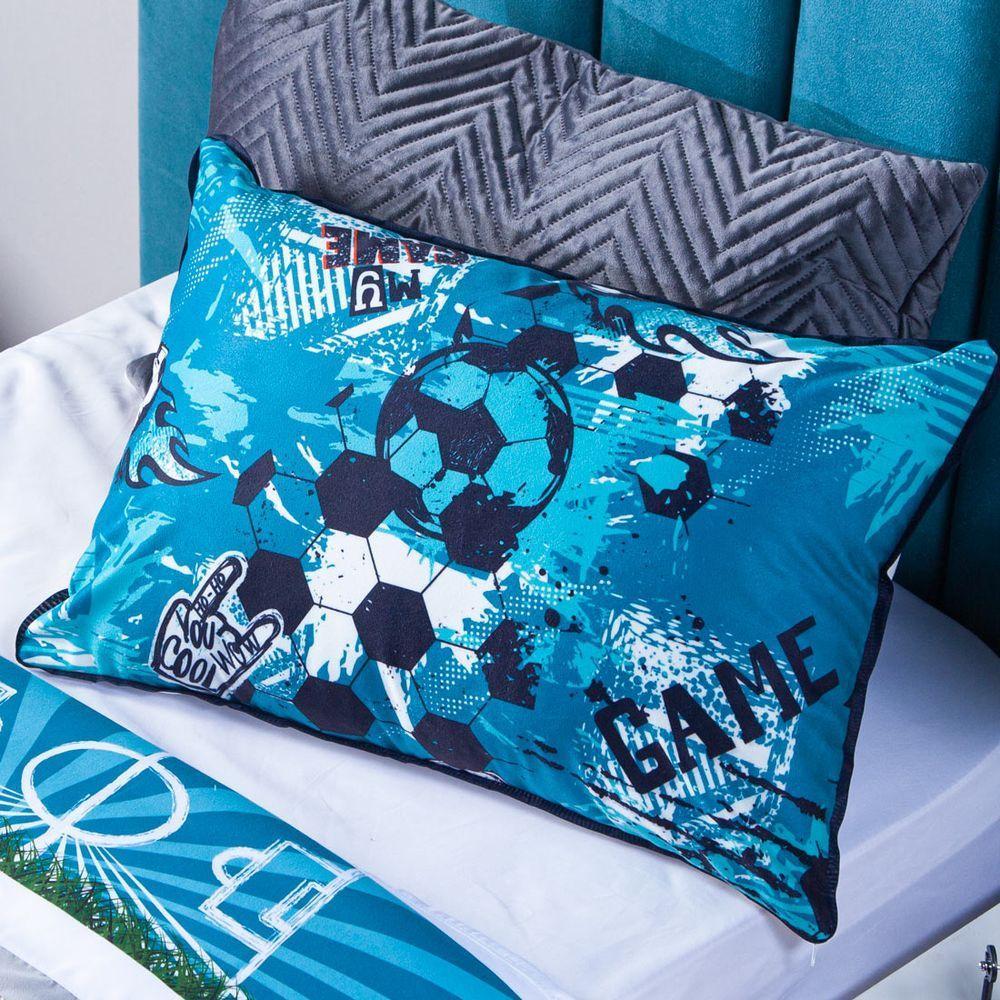 Jogo De Cama Futebol Branco Solt 3 Pçs Micr 180Fios - 4