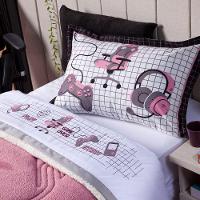 Jogo De Cama Game Streamer Branco/rosê Queen 4Pçs 180Fios - 1