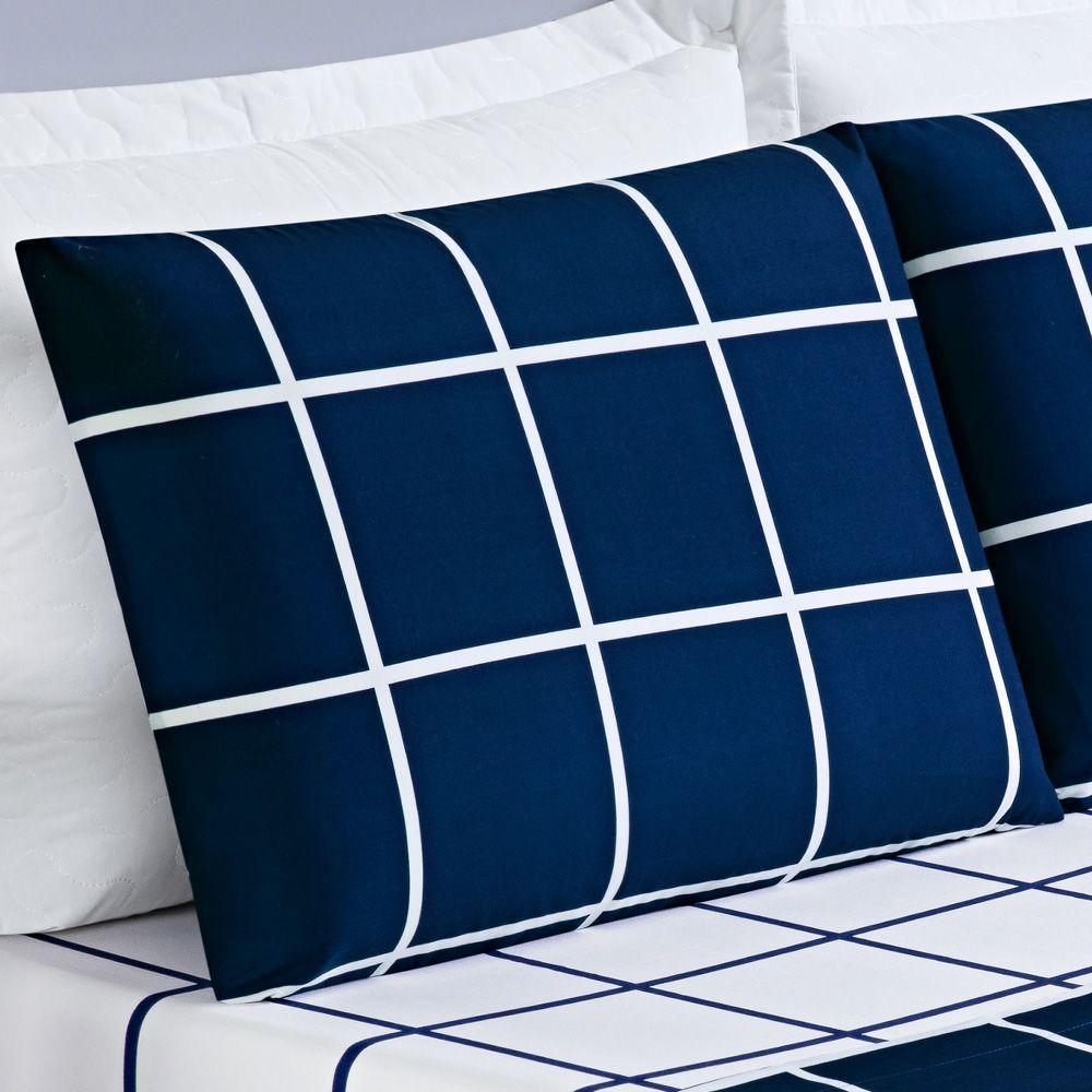 Jogo Cama Lençol Solteiro 200 Fios 3 Peças Azul Marinho - 3