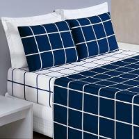 Jogo Cama Lençol Solteiro 200 Fios 3 Peças Azul Marinho - 1