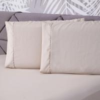 Jogo De Cama Liso Bege King 03 Pçs Micropercal 180 Fios