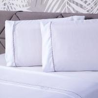 Jogo De Cama Liso Branco Casal 04 Pçs Micropercal 180 Fios