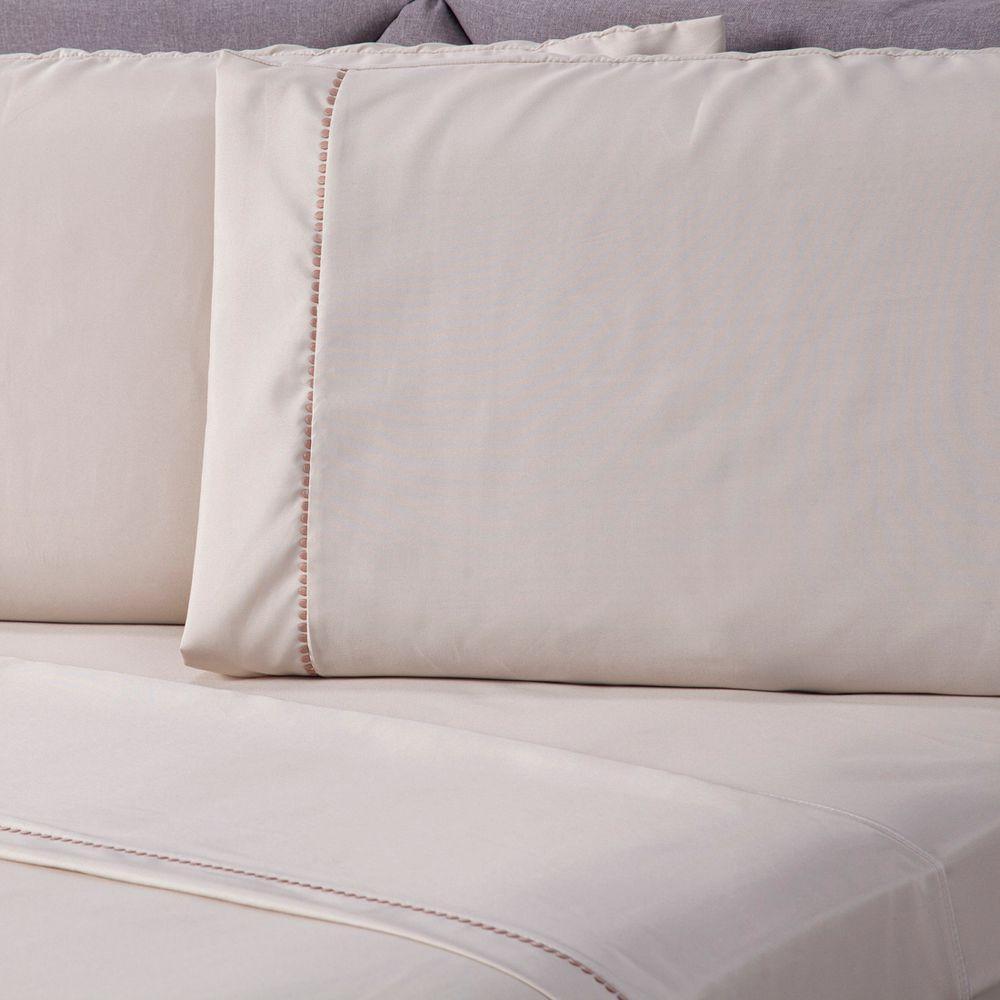 Jogo De Cama Liso Bege Solteiro 03 Pçs Micropercal 180 Fios - 2