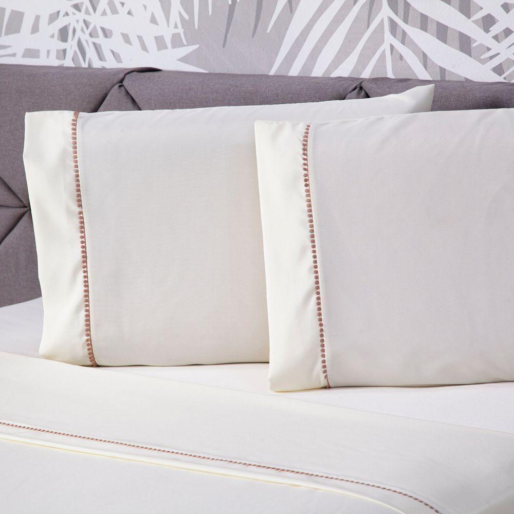 Jogo De Cama Liso Palha Casal 04 Pçs Micropercal 180 Fios - 1