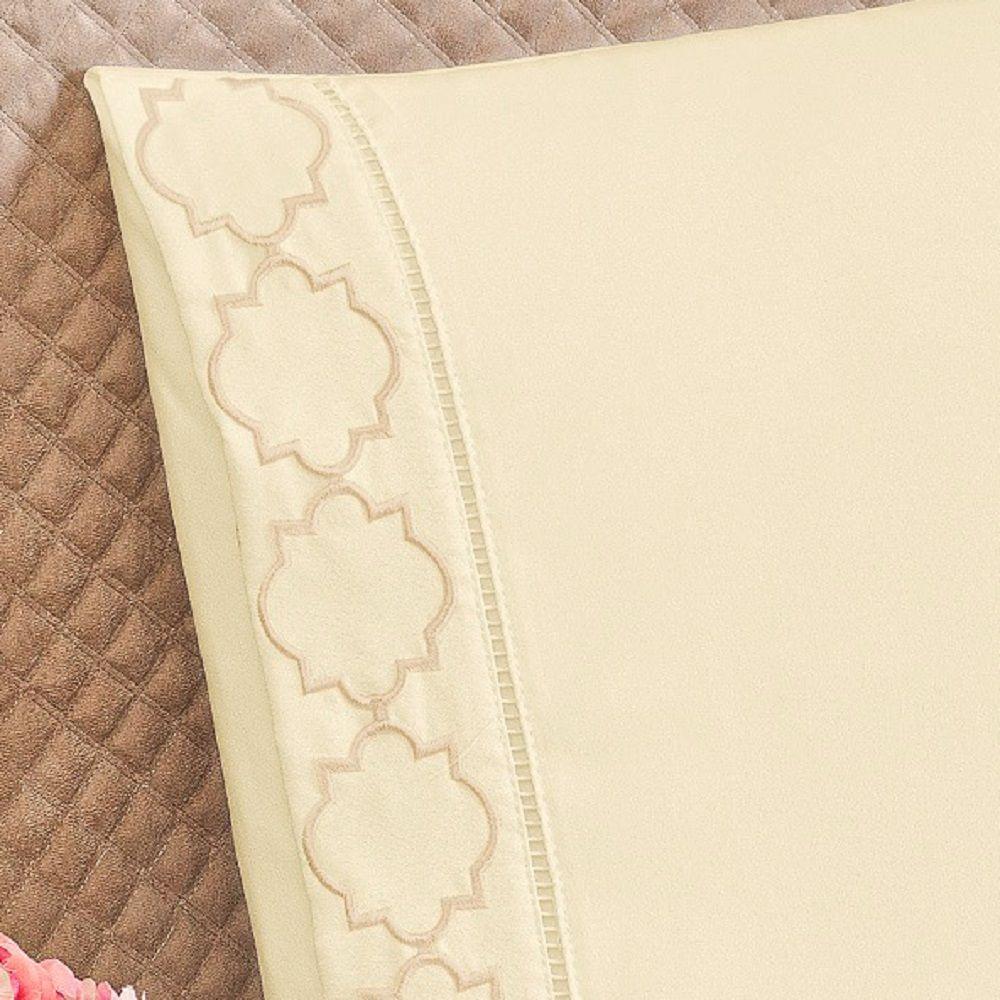 Jogo De Lençol Queen Isa Micropercal 300 Fios 4 Peças Palha - 2