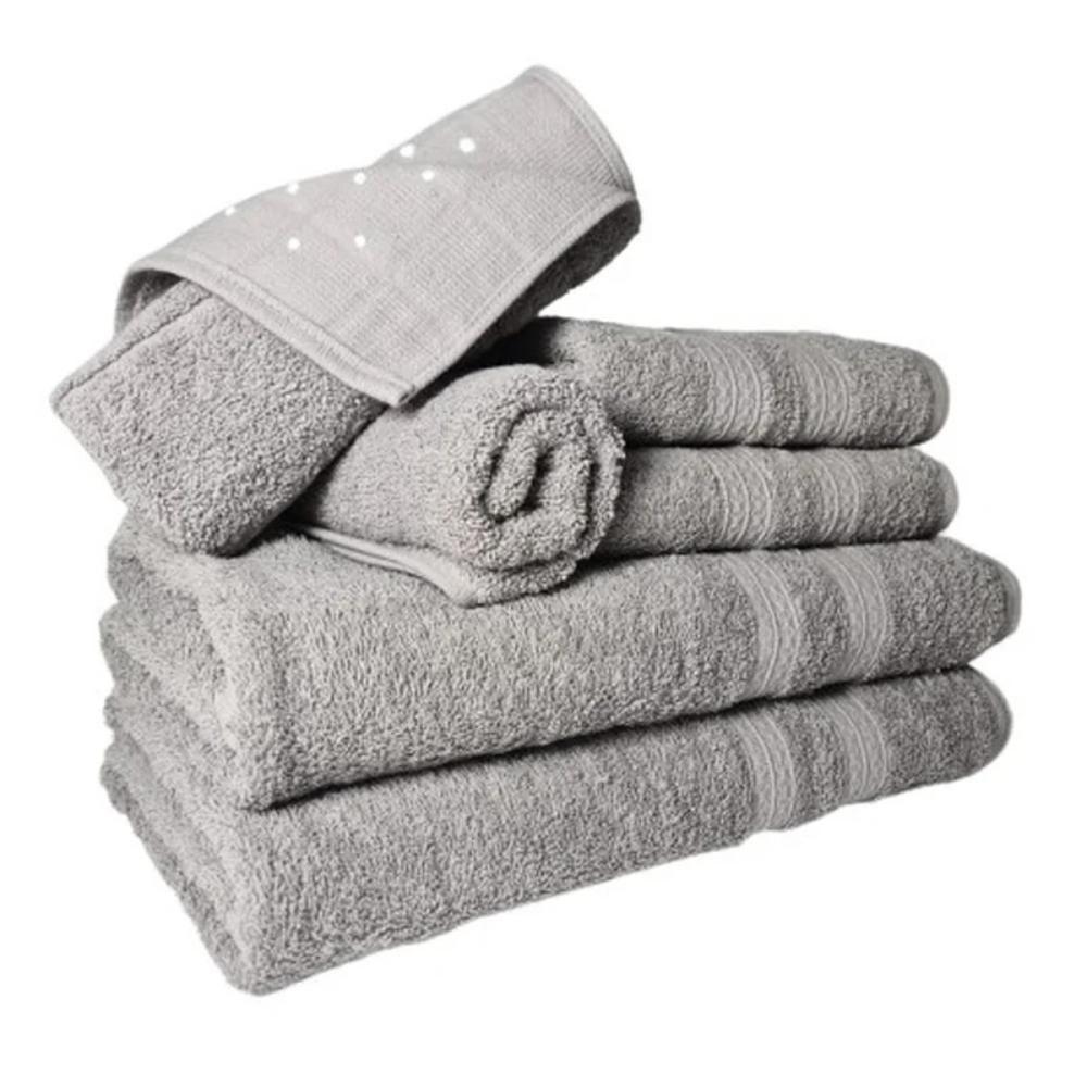 Jogo De Toalhas 6 Pçs Luxo 2 Banho 2 Rosto 2 Tapete Cinza - 1