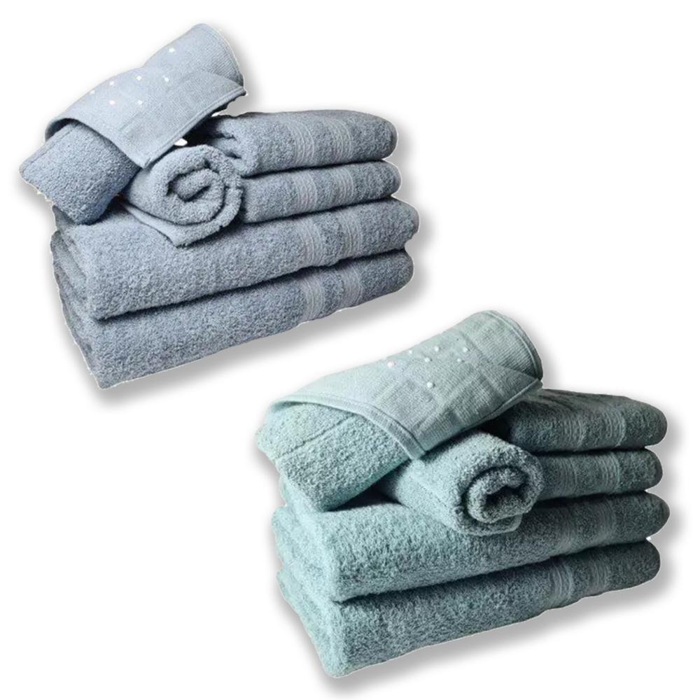 Jogo De Toalhas 4 Banhos 4 Rostos 4 Grande Grossa Azul Verde - 1