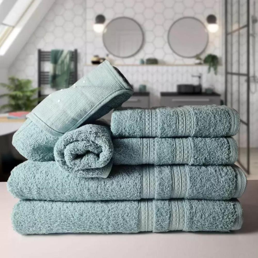 Jogo De Toalhas 4 Banhos 4 Rostos 4 Grande Grossa Azul Verde - 2