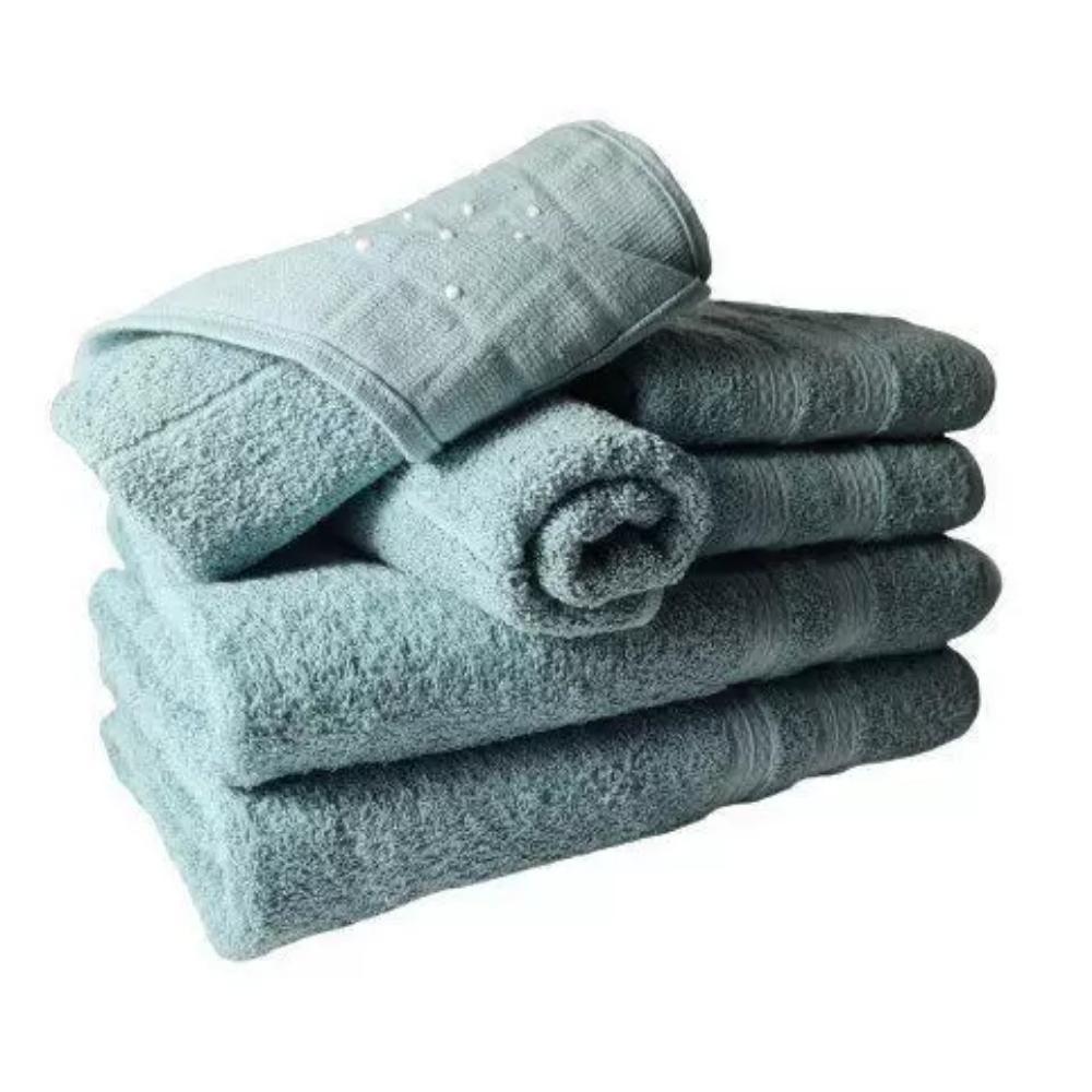Jogo De Toalhas 4 Banhos 4 Rostos 4 Grande Grossa Azul Verde - 4