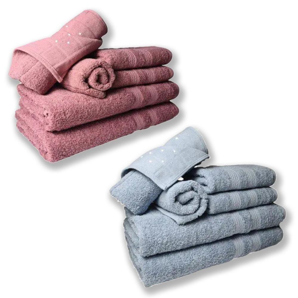 Jogo De Toalhas 4 Banhos 4 Rostos 4 Grande Grossa Rosê+azul - 1