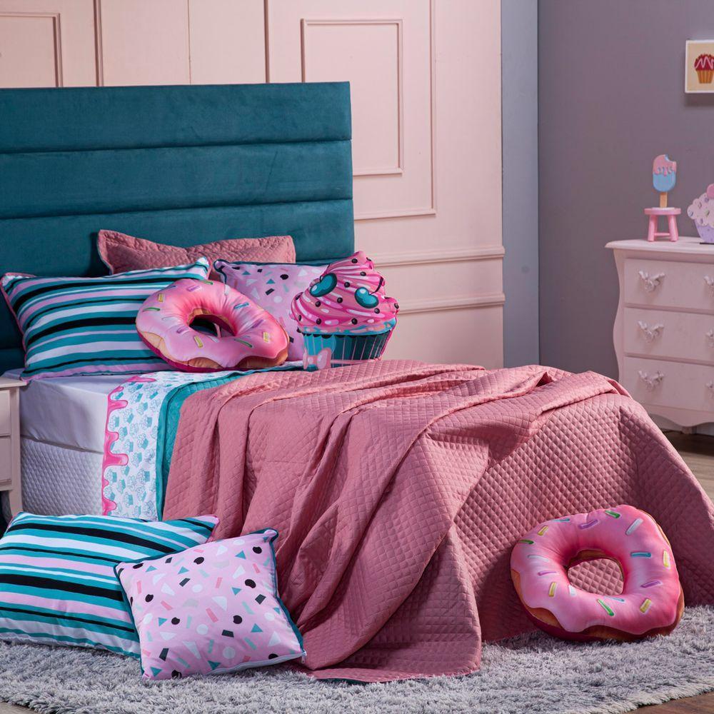 Kit Cobre Leito Donuts Dupla Face C/ Almofadas Solteiro 6Pçs - 1