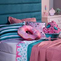 Kit Cobre Leito Donuts Dupla Face C/ Almofadas Solteiro 6Pçs - 6