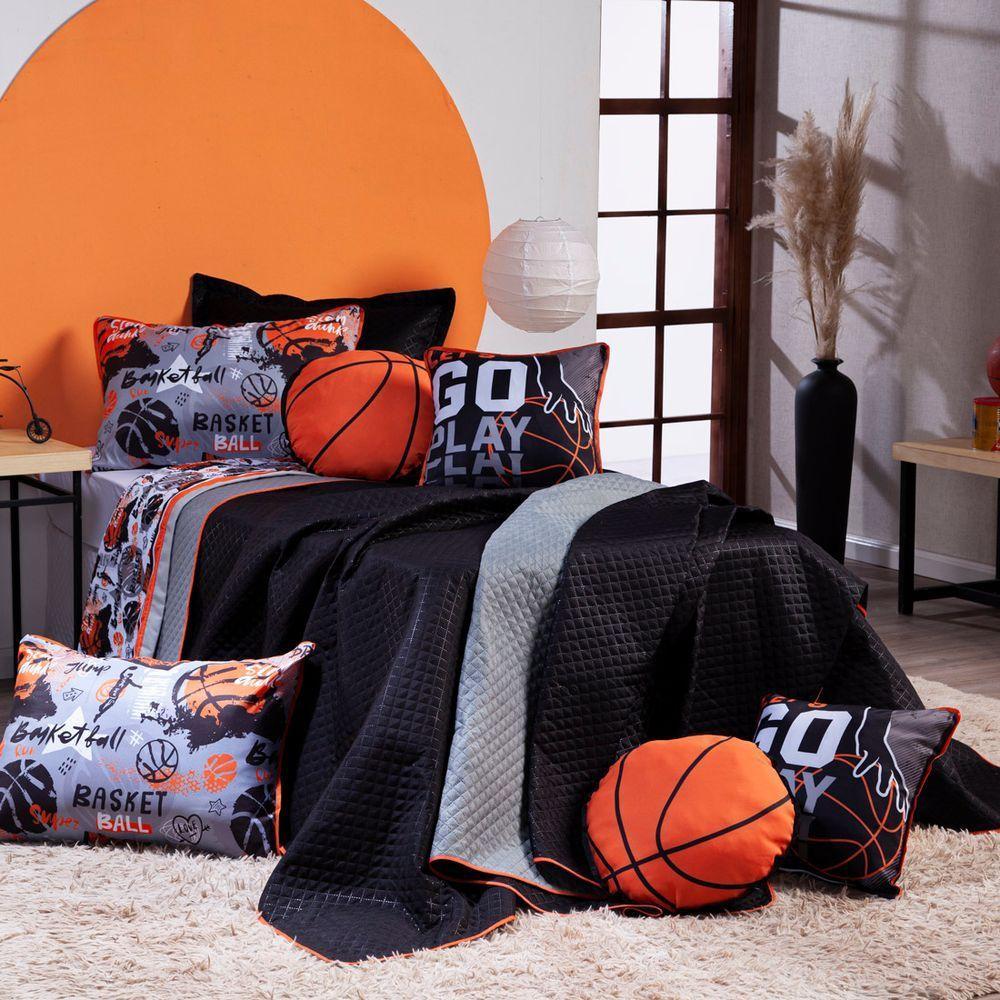 Kit Cobre Leito Basquete Dupla Face C/ Almofadas 5Pçs - 1