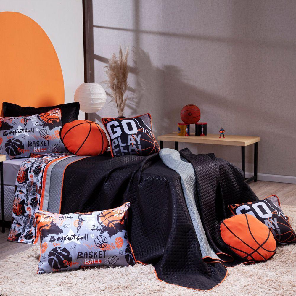 Kit Cobre Leito Basquete Dupla Face C/ Almofadas 5Pçs - 5