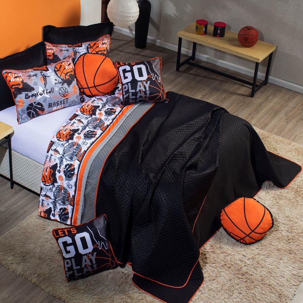 Kit Cobre Leito Basquete Dupla Face C/ Almofadas Casal 7 Pçs - 5