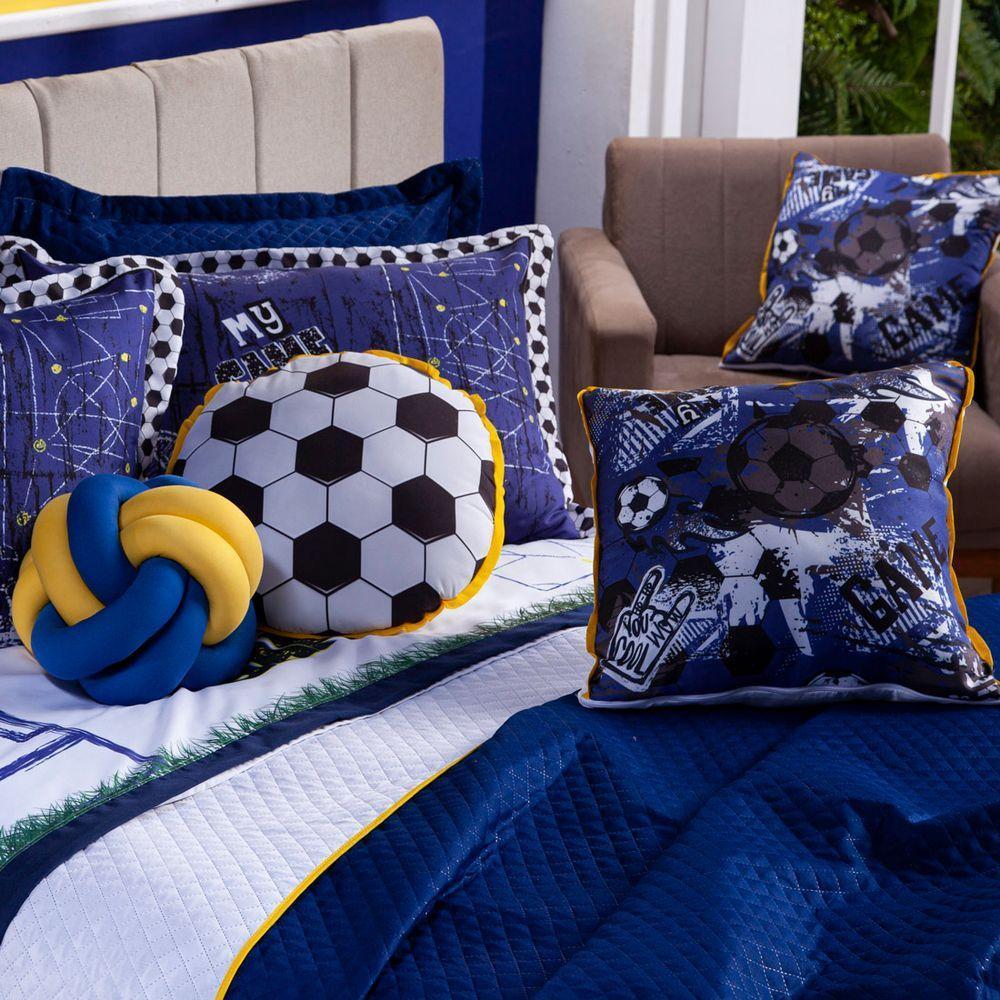 Kit Cobre Leito Futebol Dupla Face C/ Almofadas Queen 8 Pçs - 2