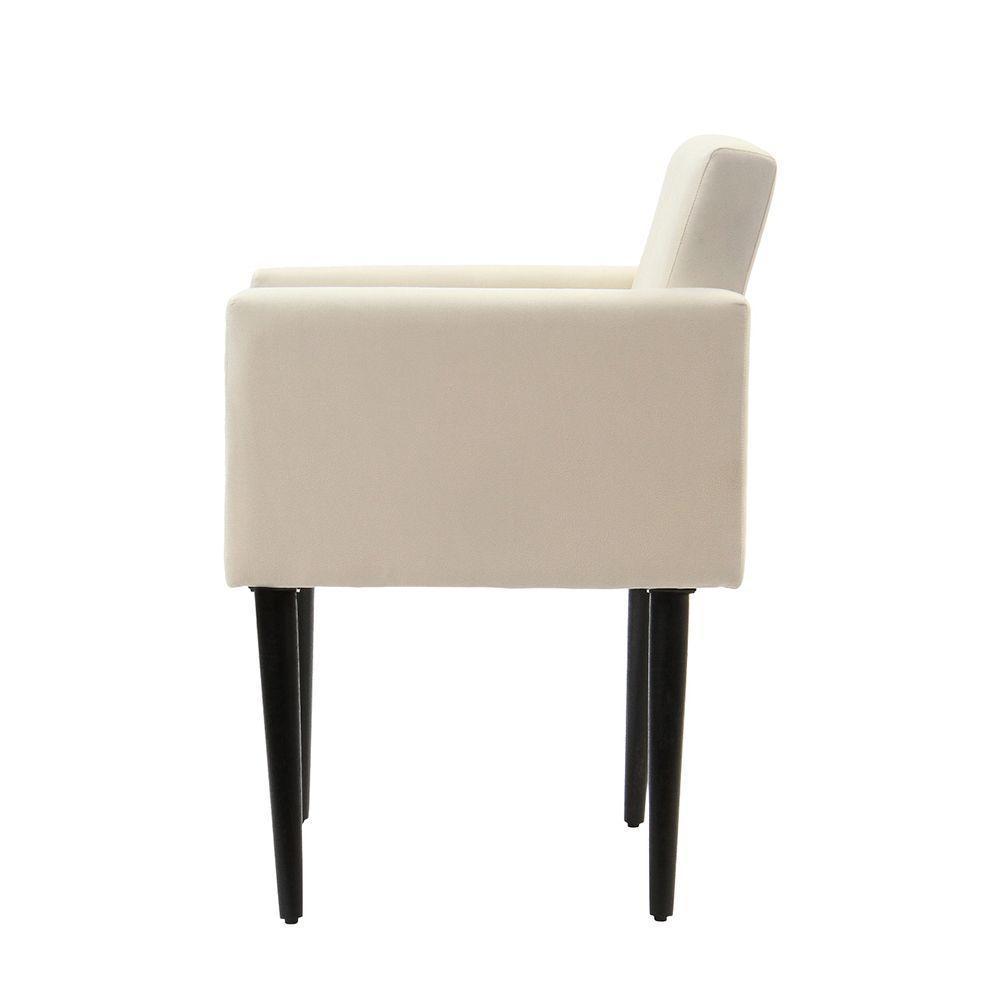 Poltrona Luca Para Sala De Recepção Em Suede - Bege - Cor: Bege - 4