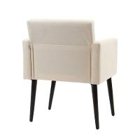 Poltrona Luca Para Sala De Recepção Em Suede - Bege - Cor: Bege - 3