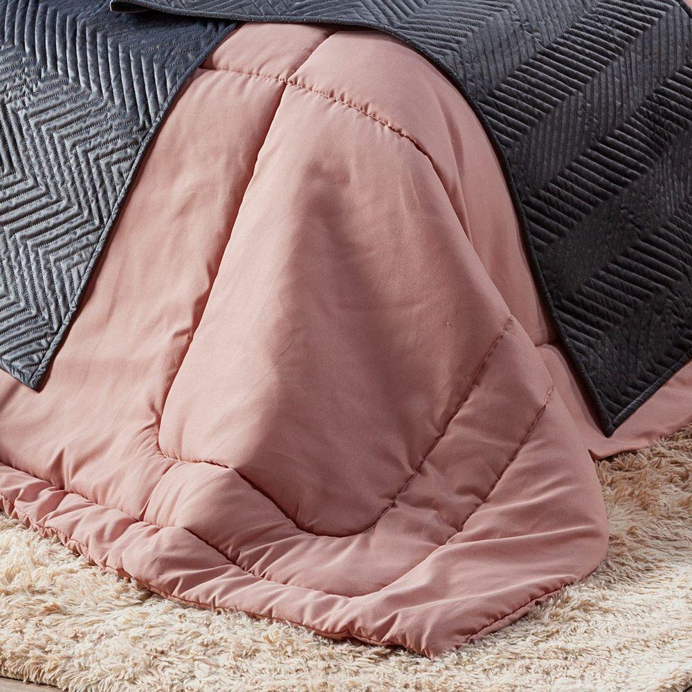 Kit Edredom Rosê Queen 03 Peças Dupla Face Micropercal - 2