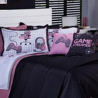 Kit Cobre Leito Rosê Dupla Face C/ Almofadas Casal 07 Peças - 13