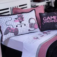 Kit Cobre Leito Rosê Dupla Face C/ Almofadas Solteiro 05 Pçs - 8