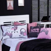 Kit Cobre Leito Rosê Dupla Face C/ Almofadas Solteiro 05 Pçs - 10