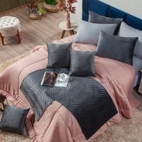 Kit Edredom Rosê King 03 Peças Dupla Face Micropercal - 5