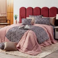 Kit Edredom Rosê Queen 03 Peças Dupla Face Micropercal