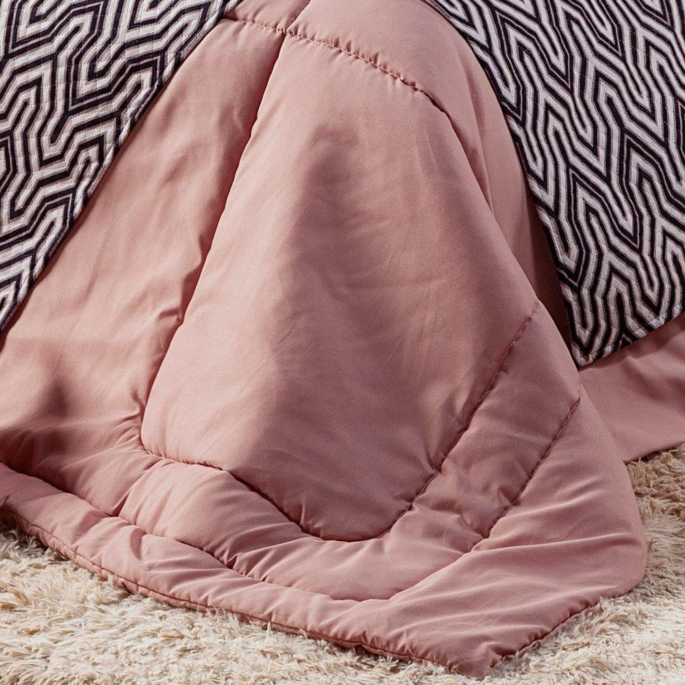 Kit Edredom Rosê King 03 Peças Dupla Face Micropercal - 4