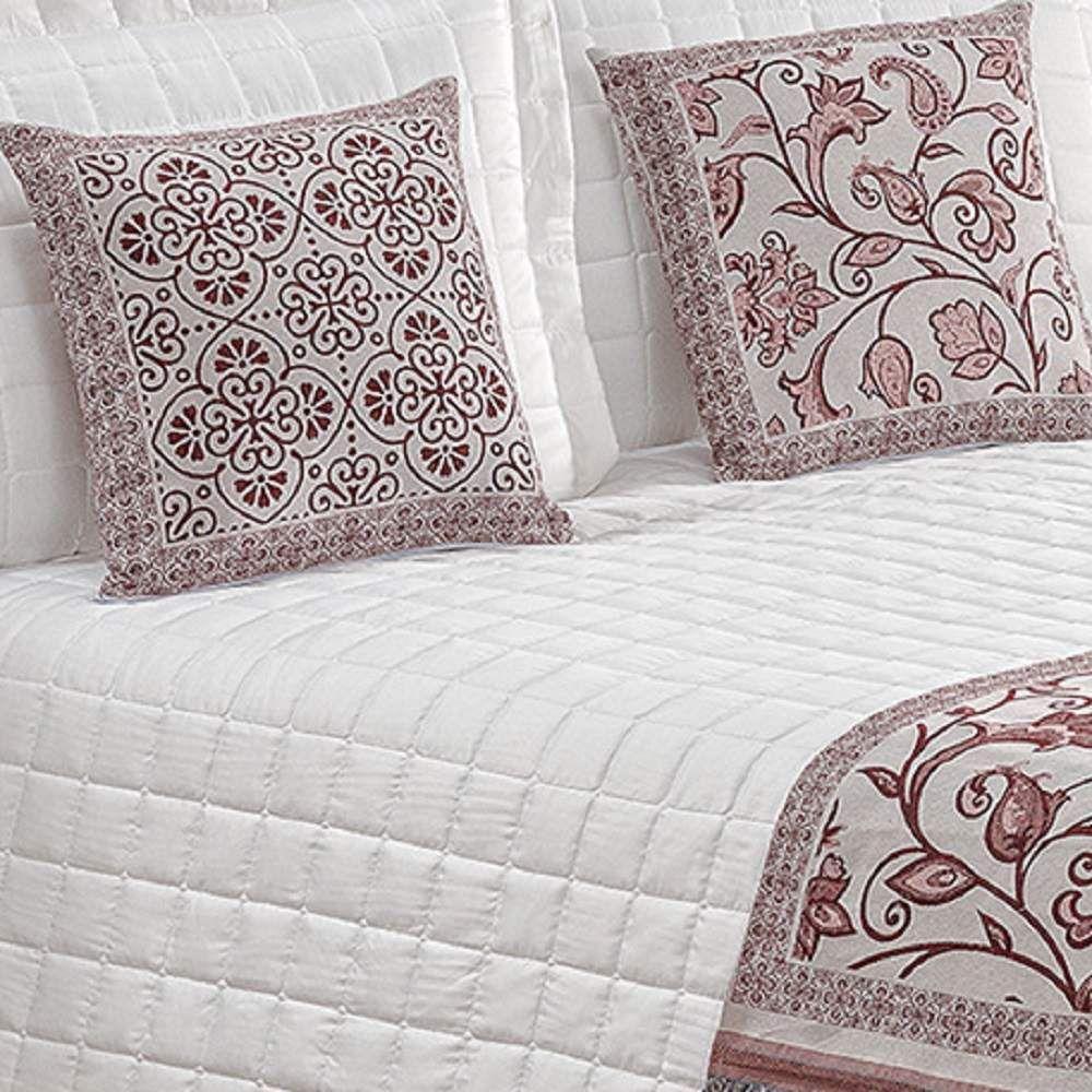 Pezeira Queen Jacquard Rústico Corinto 5 Peças Vinho - 3