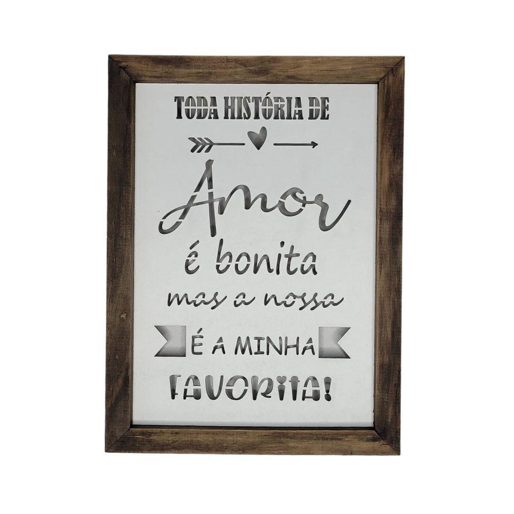 Quadro Personalizado Em Pinus E Mdf (32x23,5x3,5) Toda História De Amor... - 1