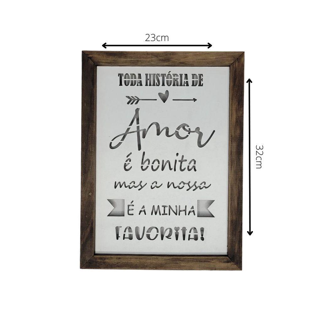 Quadro Personalizado Em Pinus E Mdf (32x23,5x3,5) Toda História De Amor... - 2