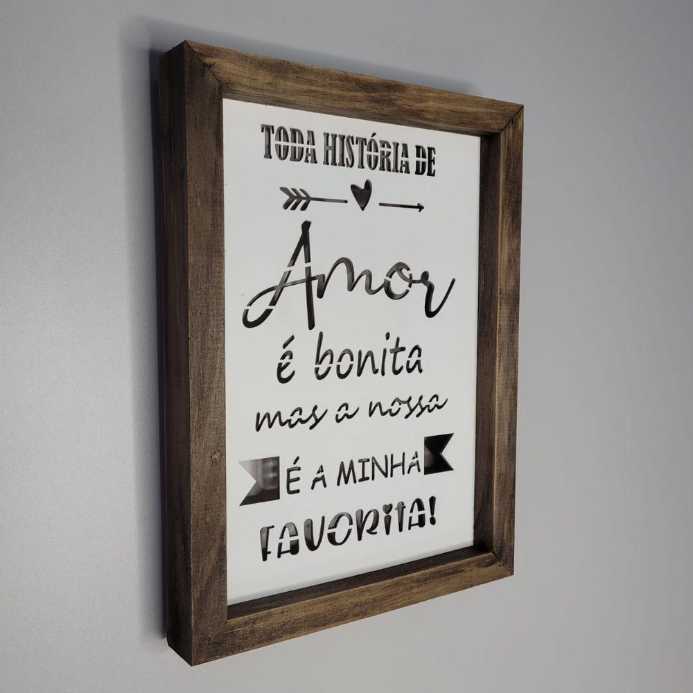 Quadro Personalizado Em Pinus E Mdf (32x23,5x3,5) Toda História De Amor... - 5