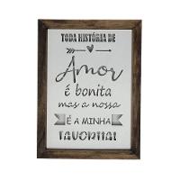Quadro Personalizado Em Pinus E Mdf (32x23,5x3,5) Toda História De Amor... - 1