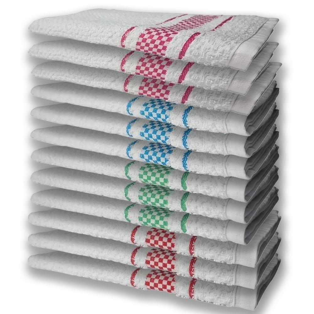 12 Panos De Prato Atoalhado Felpudo Premium Vm+vd+az+rs - 1