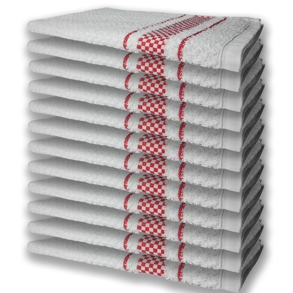 12 Panos De Prato Atoalhado Felpudo Premium Vermelho - 1