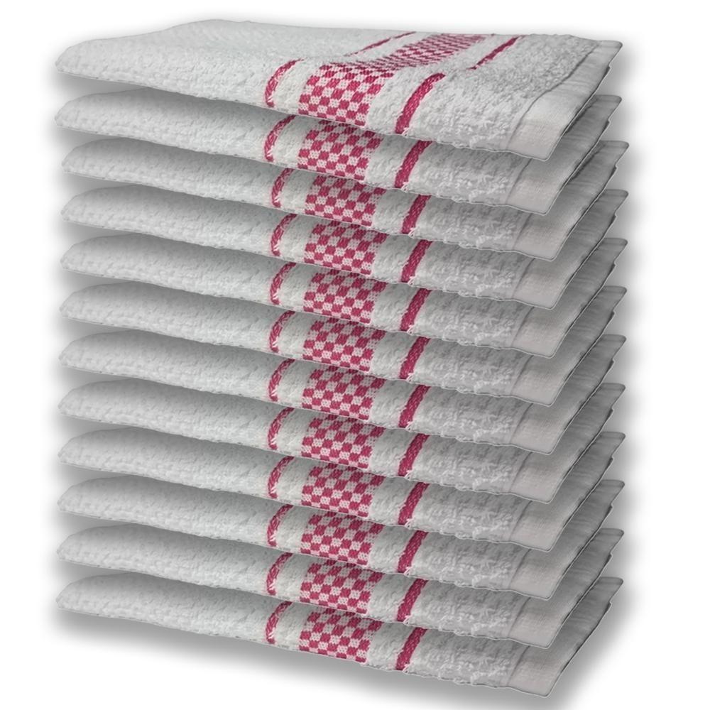 12 Panos De Prato Atoalhado Felpudo Premium Rosa - 1