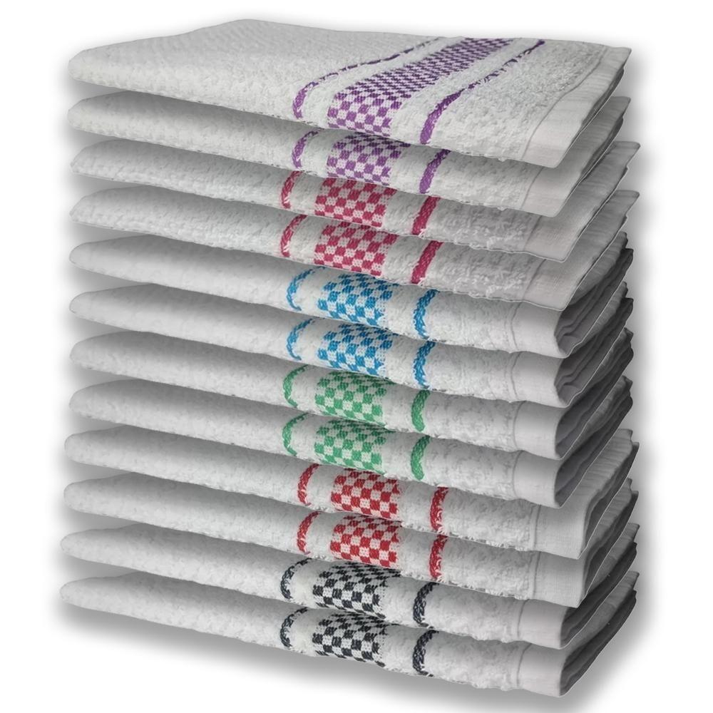 12 Panos De Prato Atoalhado Felpudo Premium Pr+vm+vd+az+rs+rx - 1