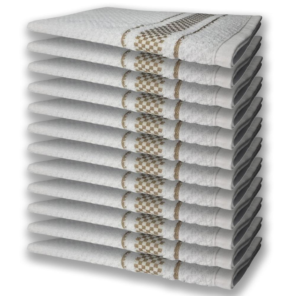 12 Panos De Prato Atoalhado Felpudo Premium Marrom - 1