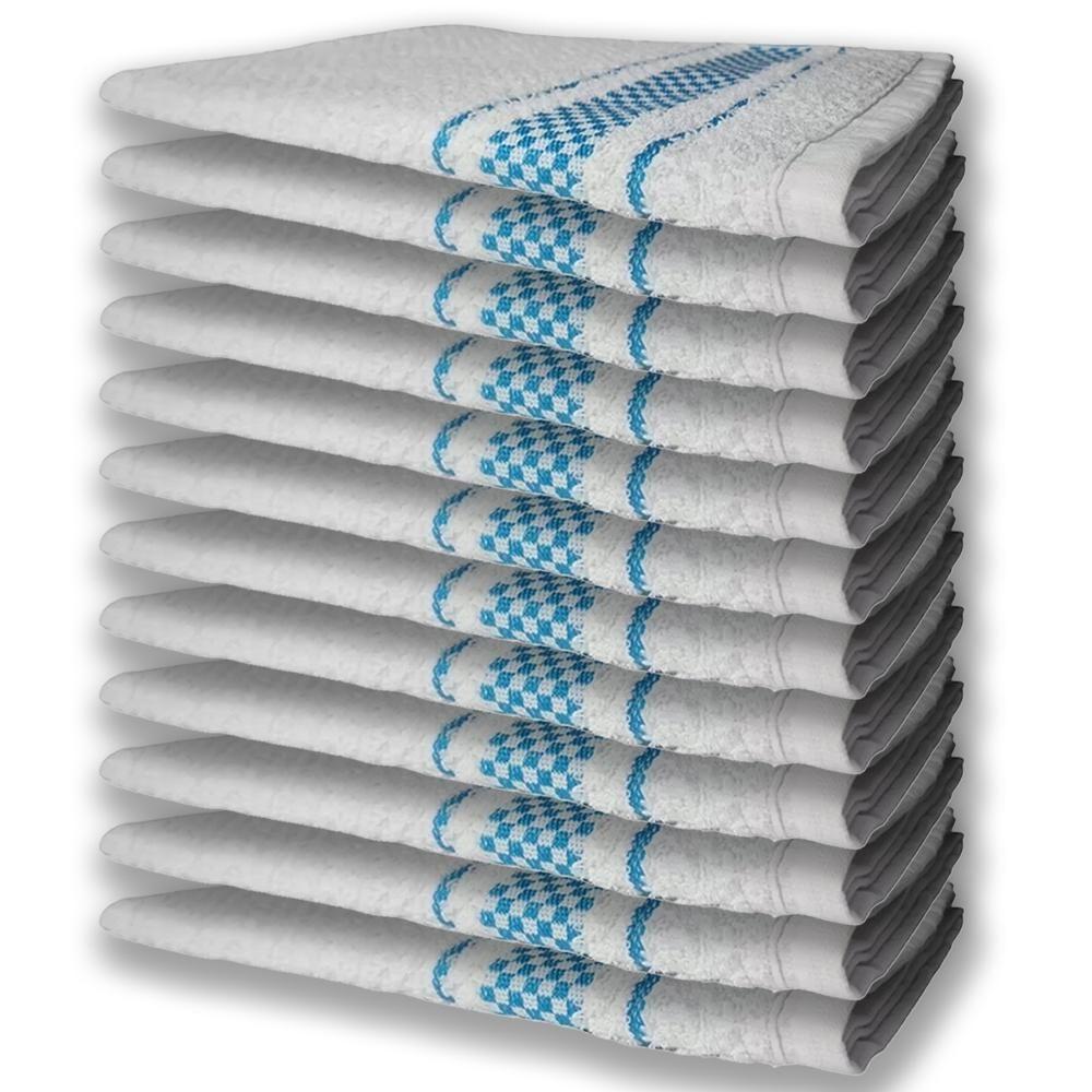 12 Panos De Prato Atoalhado Felpudo Premium Azul - 1