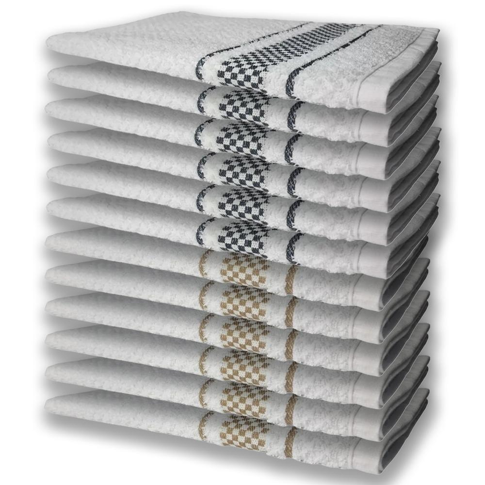 12 Panos De Prato Atoalhado Felpudo Premium 6 Preto 6 Marrom - 1