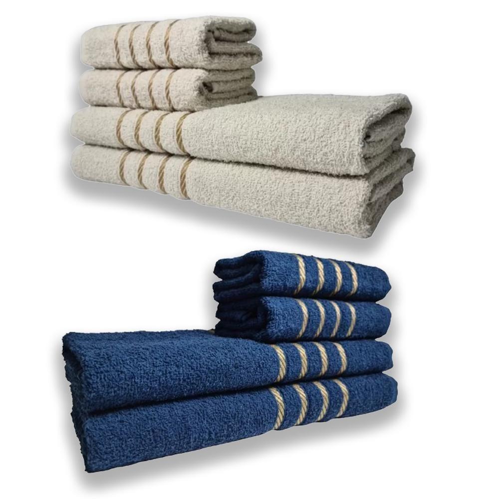 2 Jogos De 4 Toalhas 4 Banho 4 Rosto Dubai 100% Algodão Az+bg - 1