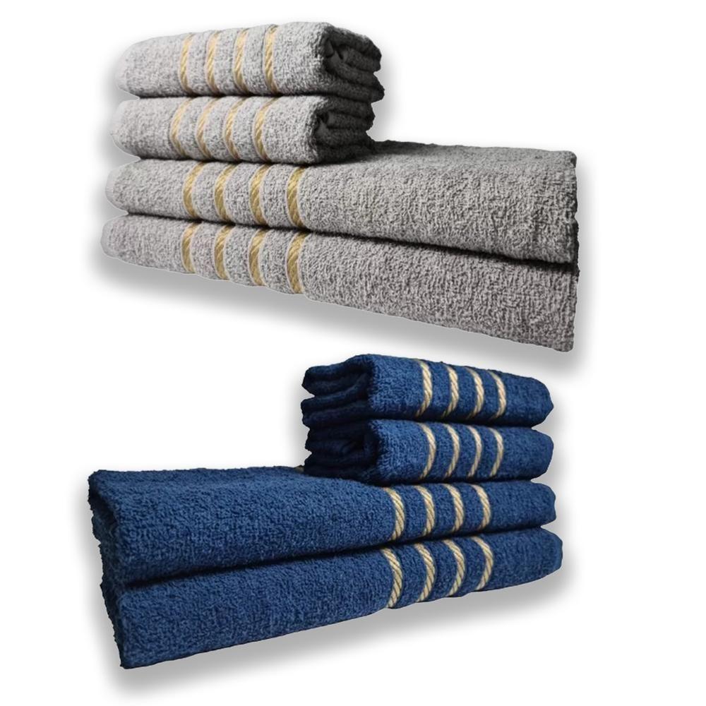 2 Jogos De 4 Toalhas 4 Banho 4 Rosto Dubai 100% Algodão Cz+az - 1