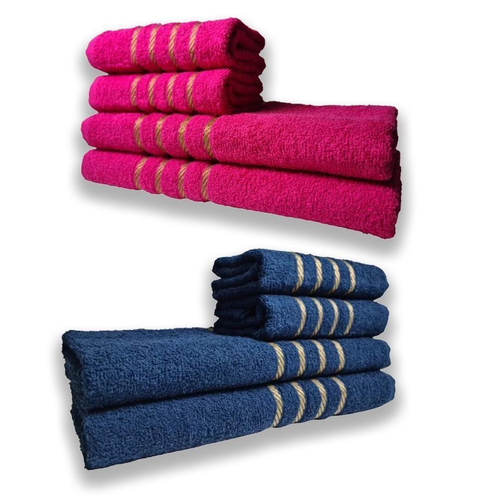 2 Jogos De 4 Toalhas 4 Banho 4 Rosto Dubai 100% Algodão Rs+az - 1