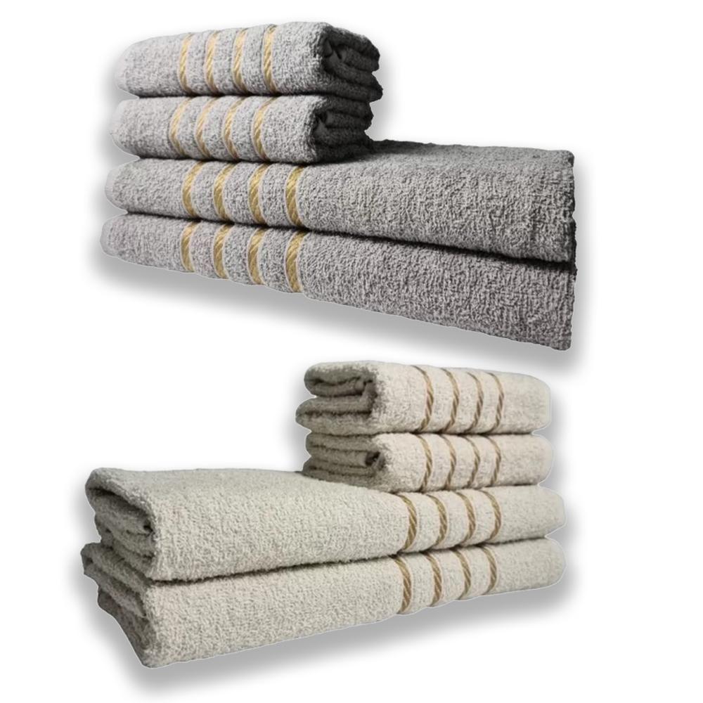 2 Jogos De 4 Toalhas 4 Banho 4 Rosto Dubai 100% Algodão Cz+bg - 1