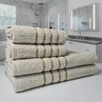 2 Jogos De 4 Toalhas 4 Banho 4 Rosto Dubai 100% Algodão Bege - 3