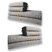 2 Jogos De 4 Toalhas 4 Banho 4 Rosto Dubai 100% Algodão Cinza - 1