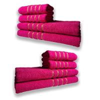 2 Jogos De 4 Toalhas 4 Banho 4 Rosto Dubai 100% Algodão Rosa - 1